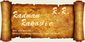 Radman Rapović vizit kartica